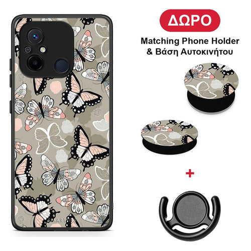 Boho Butterflies - Xiaomi Redmi 12C θήκη + Δώρο Phone Holder & Βάση Αυτοκινήτου