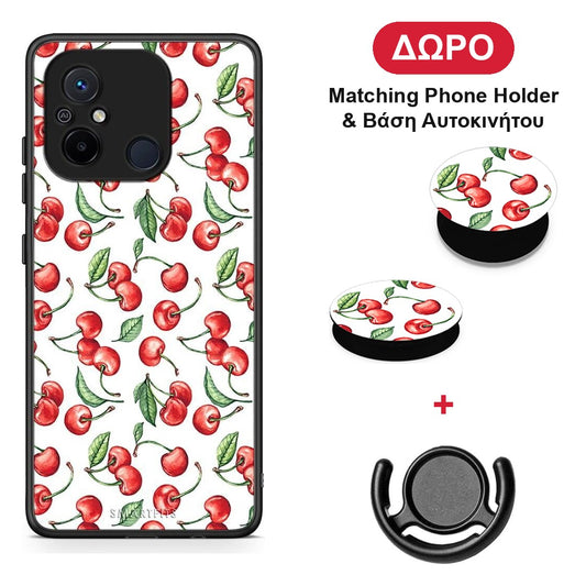 Cherry Summer - Xiaomi Redmi 12C θήκη + Δώρο Phone Holder & Βάση Αυτοκινήτου