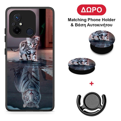Cute Tiger - Xiaomi Redmi 12C θήκη + Δώρο Phone Holder & Βάση Αυτοκινήτου