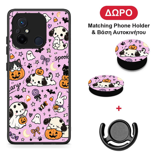 Halloween Puppies and Friends on Lilac - Xiaomi Redmi 12C θήκη + Δώρο Phone Holder & Βάση Αυτοκινήτου