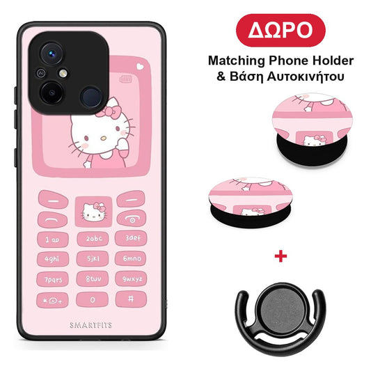 Hello Kitten - Xiaomi Redmi 12C θήκη + Δώρο Phone Holder & Βάση Αυτοκινήτου