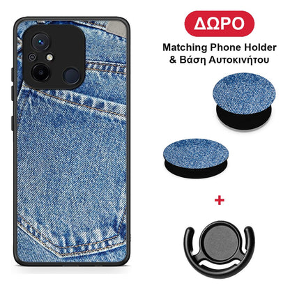 Jeans Pocket - Xiaomi Redmi 12C θήκη + Δώρο Phone Holder & Βάση Αυτοκινήτου