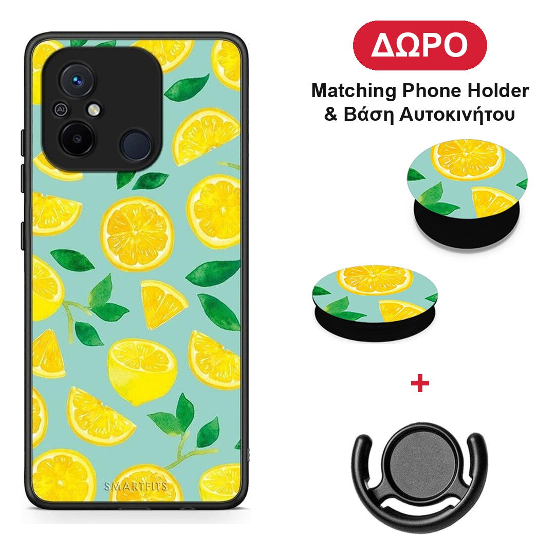 Lemons - Xiaomi Redmi 12C θήκη + Δώρο Phone Holder & Βάση Αυτοκινήτου