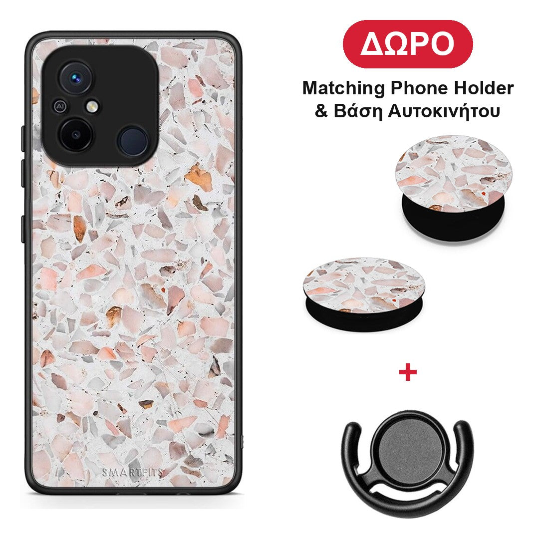 Marble Terrazzo - Xiaomi Redmi 12C θήκη + Δώρο Phone Holder & Βάση Αυτοκινήτου