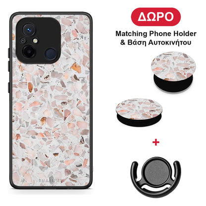 Marble Terrazzo - Xiaomi Redmi 12C θήκη + Δώρο Phone Holder & Βάση Αυτοκινήτου