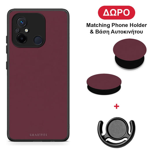Muted Burgundy - Xiaomi Redmi 12C θήκη + Δώρο Phone Holder & Βάση Αυτοκινήτου