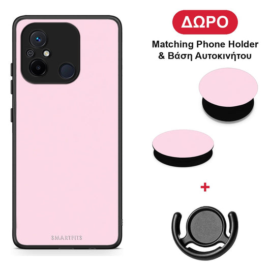 Pale Pink - Xiaomi Redmi 12C θήκη + Δώρο Phone Holder & Βάση Αυτοκινήτου