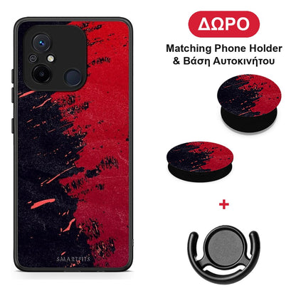 Red Paint - Xiaomi Redmi 12C θήκη + Δώρο Phone Holder & Βάση Αυτοκινήτου