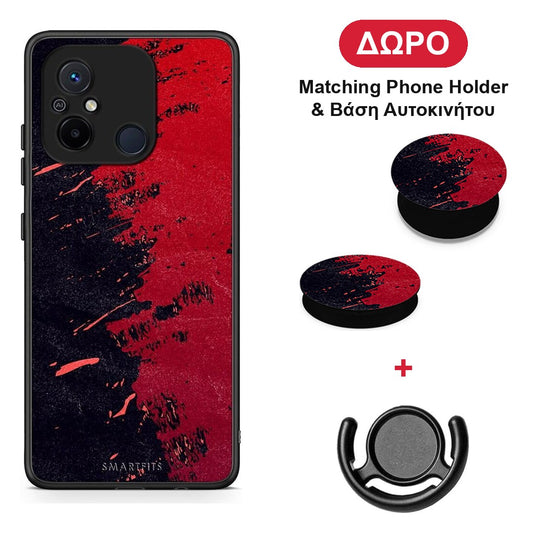 Red Paint - Xiaomi Redmi 12C θήκη + Δώρο Phone Holder & Βάση Αυτοκινήτου