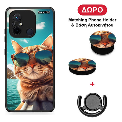 Summer Cat - Xiaomi Redmi 12C θήκη + Δώρο Phone Holder & Βάση Αυτοκινήτου