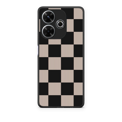 Θήκη Xiaomi Redmi 13 Black and Taupe Striped Checks από τη Smartfits με σχέδιο στο πίσω μέρος και μαύρο περίβλημα | Xiaomi Redmi 13 Black and Taupe Striped Checks case with colorful back and black bezels