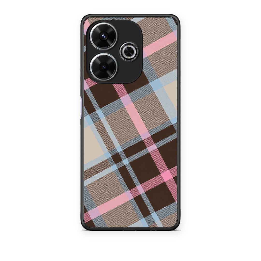 Θήκη Xiaomi Redmi 13 Brown Pink and Blue Diagonal Plaid από τη Smartfits με σχέδιο στο πίσω μέρος και μαύρο περίβλημα | Xiaomi Redmi 13 Brown Pink and Blue Diagonal Plaid case with colorful back and black bezels