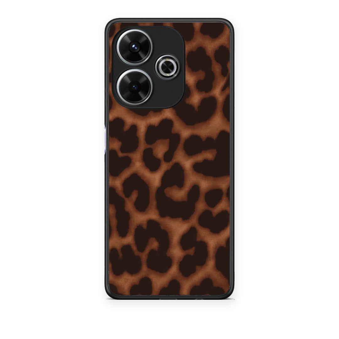 Θήκη Xiaomi Redmi 13 Leopard Print Dark Brown από τη Smartfits με σχέδιο στο πίσω μέρος και μαύρο περίβλημα | Xiaomi Redmi 13 Leopard Print Dark Brown case with colorful back and black bezels