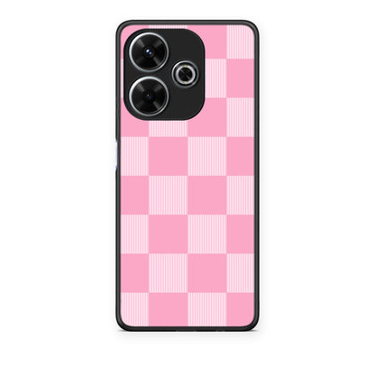 Θήκη Xiaomi Redmi 13 Pink and White Striped Checks από τη Smartfits με σχέδιο στο πίσω μέρος και μαύρο περίβλημα | Xiaomi Redmi 13 Pink and White Striped Checks case with colorful back and black bezels