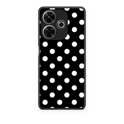 Θήκη Xiaomi Redmi 13 White Polka Dots on Black από τη Smartfits με σχέδιο στο πίσω μέρος και μαύρο περίβλημα | Xiaomi Redmi 13 White Polka Dots on Black case with colorful back and black bezels