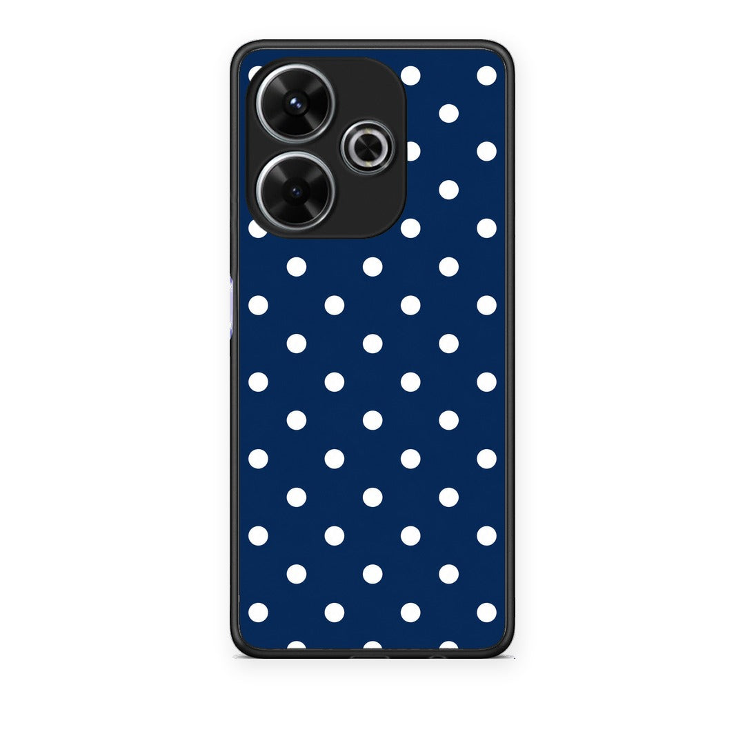 Θήκη Xiaomi Redmi 13 White Small Polka Dots on Navy από τη Smartfits με σχέδιο στο πίσω μέρος και μαύρο περίβλημα | Xiaomi Redmi 13 White Small Polka Dots on Navy case with colorful back and black bezels