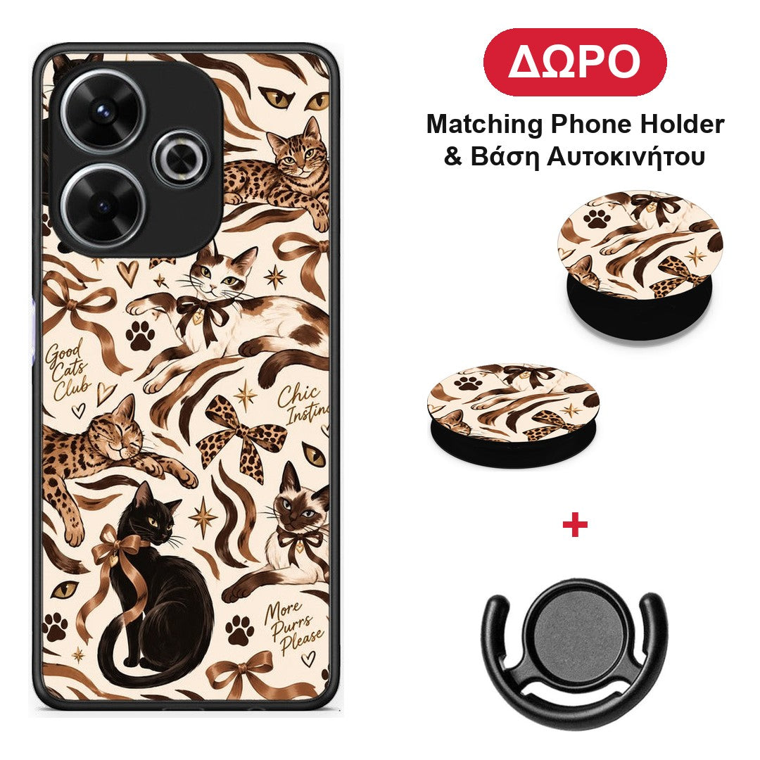 Wild Cats and Animal Print Collage - Xiaomi Redmi 13 θήκη + Δώρο Phone Holder & Βάση Αυτοκινήτου