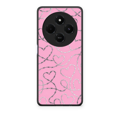 Θήκη Xiaomi Redmi 14C NFC / A3 Pro / Poco 75 4G / 5G Barbed Wire Hearts on Pink από τη Smartfits με σχέδιο στο πίσω μέρος και μαύρο περίβλημα | Xiaomi Redmi 14C NFC / A3 Pro / Poco 75 4G / 5G Barbed Wire Hearts on Pink case with colorful back and black bezels