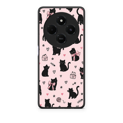 Θήκη Xiaomi Redmi 14C NFC / A3 Pro / Poco 75 4G / 5G Black Cat Doodles on Pink από τη Smartfits με σχέδιο στο πίσω μέρος και μαύρο περίβλημα | Xiaomi Redmi 14C NFC / A3 Pro / Poco 75 4G / 5G Black Cat Doodles on Pink case with colorful back and black bezels