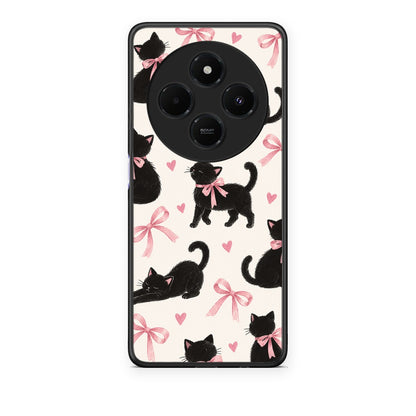Θήκη Xiaomi Redmi 14C NFC / A3 Pro / Poco 75 4G / 5G Black Kittens and Pink Bows on Cream Large από τη Smartfits με σχέδιο στο πίσω μέρος και μαύρο περίβλημα | Xiaomi Redmi 14C NFC / A3 Pro / Poco 75 4G / 5G Black Kittens and Pink Bows on Cream Large case with colorful back and black bezels