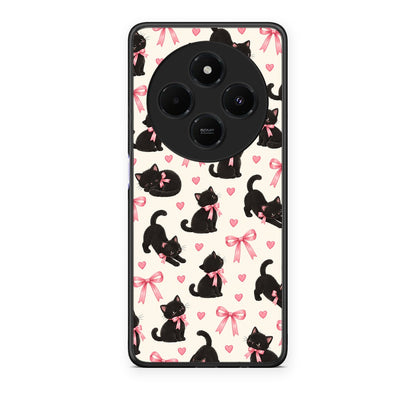 Θήκη Xiaomi Redmi 14C NFC / A3 Pro / Poco 75 4G / 5G Black Kittens and Pink Bows on Cream Small από τη Smartfits με σχέδιο στο πίσω μέρος και μαύρο περίβλημα | Xiaomi Redmi 14C NFC / A3 Pro / Poco 75 4G / 5G Black Kittens and Pink Bows on Cream Small case with colorful back and black bezels