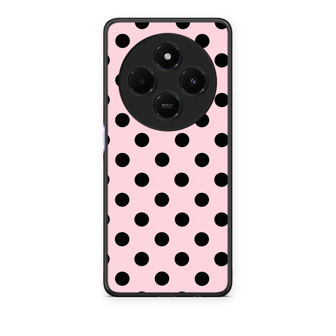 Θήκη Xiaomi Redmi 14C NFC / A3 Pro / Poco 75 4G / 5G Black Polka Dots on Pink από τη Smartfits με σχέδιο στο πίσω μέρος και μαύρο περίβλημα | Xiaomi Redmi 14C NFC / A3 Pro / Poco 75 4G / 5G Black Polka Dots on Pink case with colorful back and black bezels