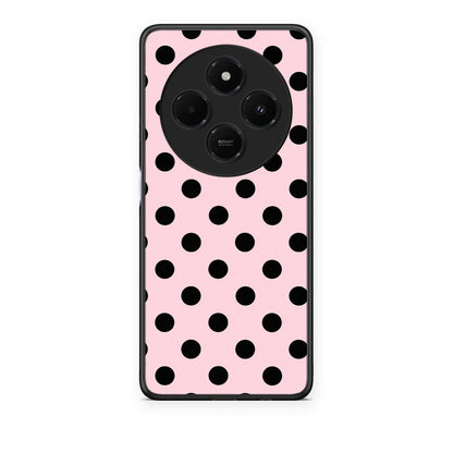 Θήκη Xiaomi Redmi 14C NFC / A3 Pro / Poco 75 4G / 5G Black Polka Dots on Pink από τη Smartfits με σχέδιο στο πίσω μέρος και μαύρο περίβλημα | Xiaomi Redmi 14C NFC / A3 Pro / Poco 75 4G / 5G Black Polka Dots on Pink case with colorful back and black bezels