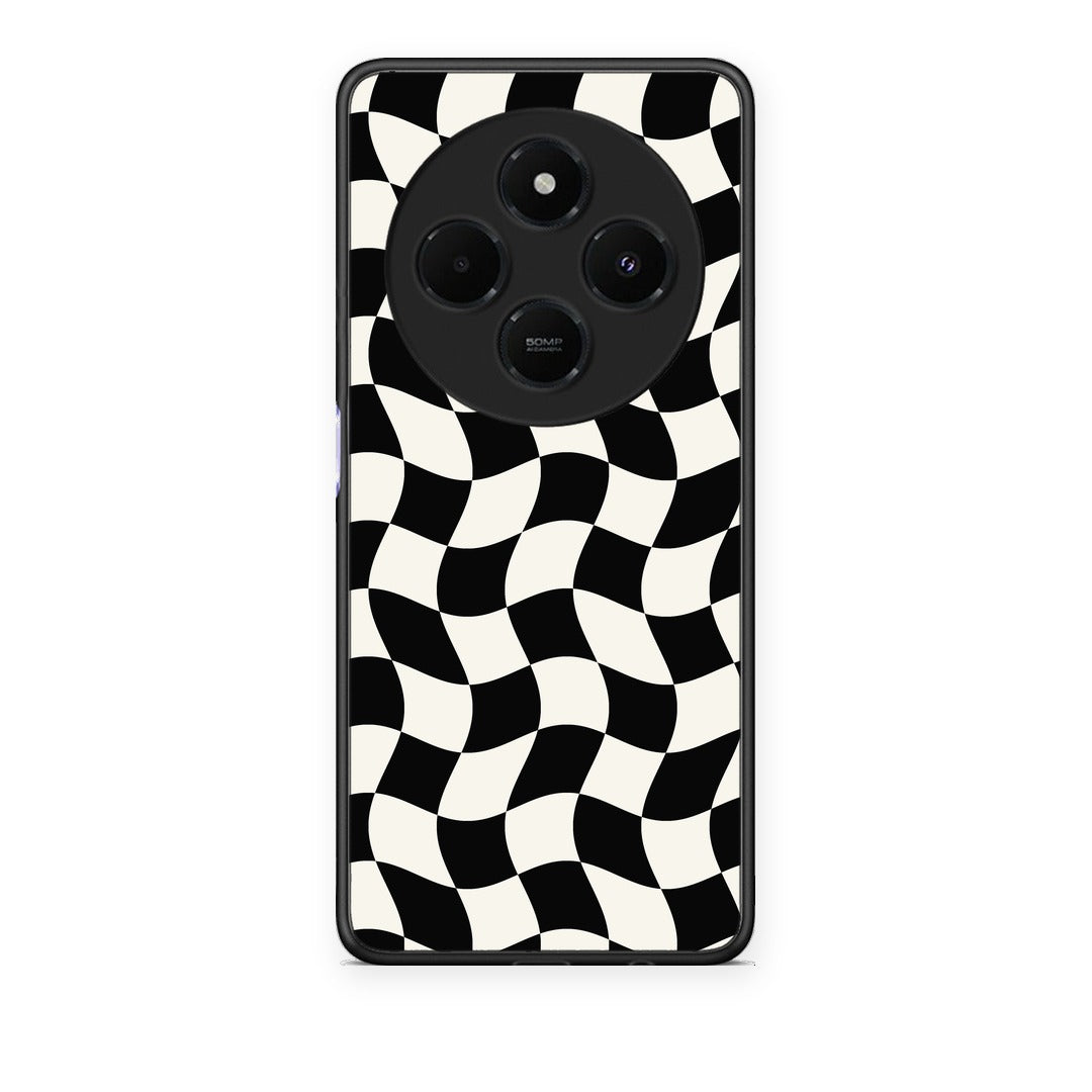 Θήκη Xiaomi Redmi 14C NFC / A3 Pro / Poco 75 4G / 5G Black and Cream Wavy Checkerboard από τη Smartfits με σχέδιο στο πίσω μέρος και μαύρο περίβλημα | Xiaomi Redmi 14C NFC / A3 Pro / Poco 75 4G / 5G Black and Cream Wavy Checkerboard case with colorful back and black bezels