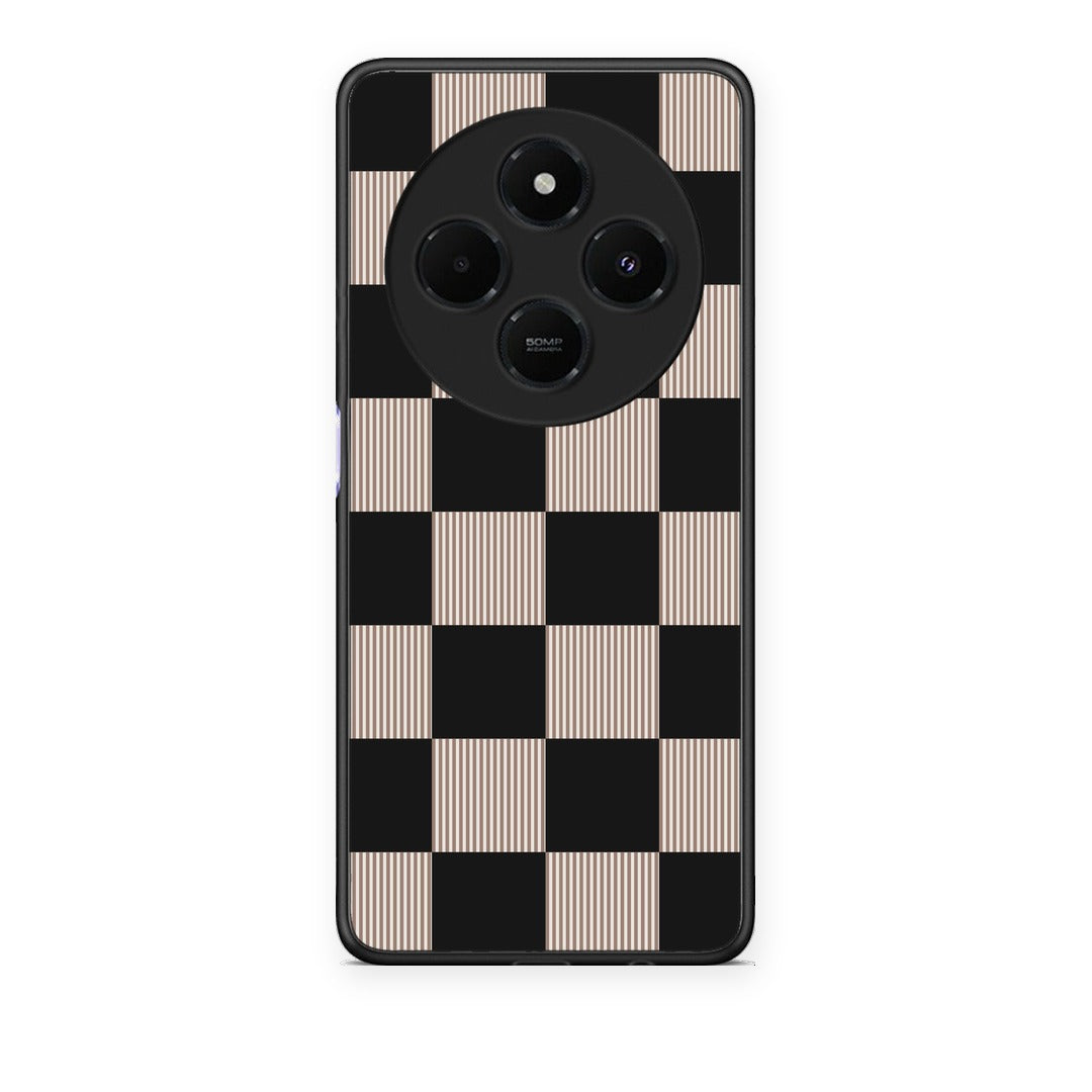 Θήκη Xiaomi Redmi 14C NFC / A3 Pro / Poco 75 4G / 5G Black and Taupe Striped Checks από τη Smartfits με σχέδιο στο πίσω μέρος και μαύρο περίβλημα | Xiaomi Redmi 14C NFC / A3 Pro / Poco 75 4G / 5G Black and Taupe Striped Checks case with colorful back and black bezels