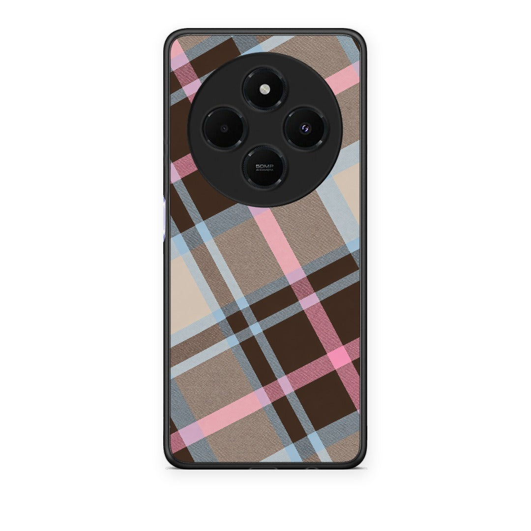 Θήκη Xiaomi Redmi 14C NFC / A3 Pro / Poco 75 4G / 5G Brown Pink and Blue Diagonal Plaid από τη Smartfits με σχέδιο στο πίσω μέρος και μαύρο περίβλημα | Xiaomi Redmi 14C NFC / A3 Pro / Poco 75 4G / 5G Brown Pink and Blue Diagonal Plaid case with colorful back and black bezels