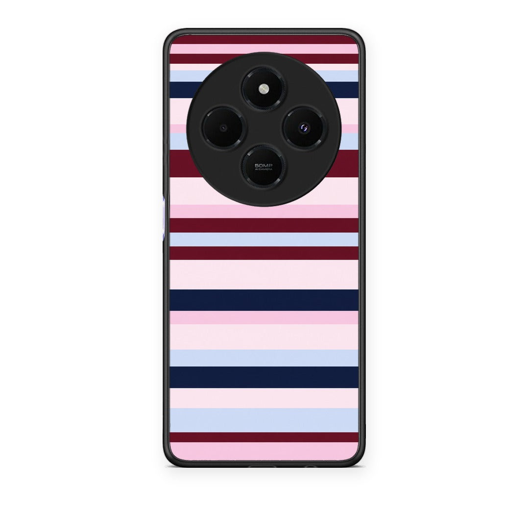 Θήκη Xiaomi Redmi 14C NFC / A3 Pro / Poco 75 4G / 5G Burgundy Pink and Blue Horizontal Stripes από τη Smartfits με σχέδιο στο πίσω μέρος και μαύρο περίβλημα | Xiaomi Redmi 14C NFC / A3 Pro / Poco 75 4G / 5G Burgundy Pink and Blue Horizontal Stripes case with colorful back and black bezels