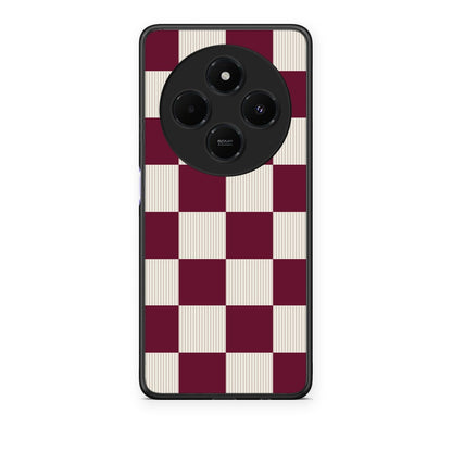 Θήκη Xiaomi Redmi 14C NFC / A3 Pro / Poco 75 4G / 5G Burgundy and Cream Striped Checks από τη Smartfits με σχέδιο στο πίσω μέρος και μαύρο περίβλημα | Xiaomi Redmi 14C NFC / A3 Pro / Poco 75 4G / 5G Burgundy and Cream Striped Checks case with colorful back and black bezels