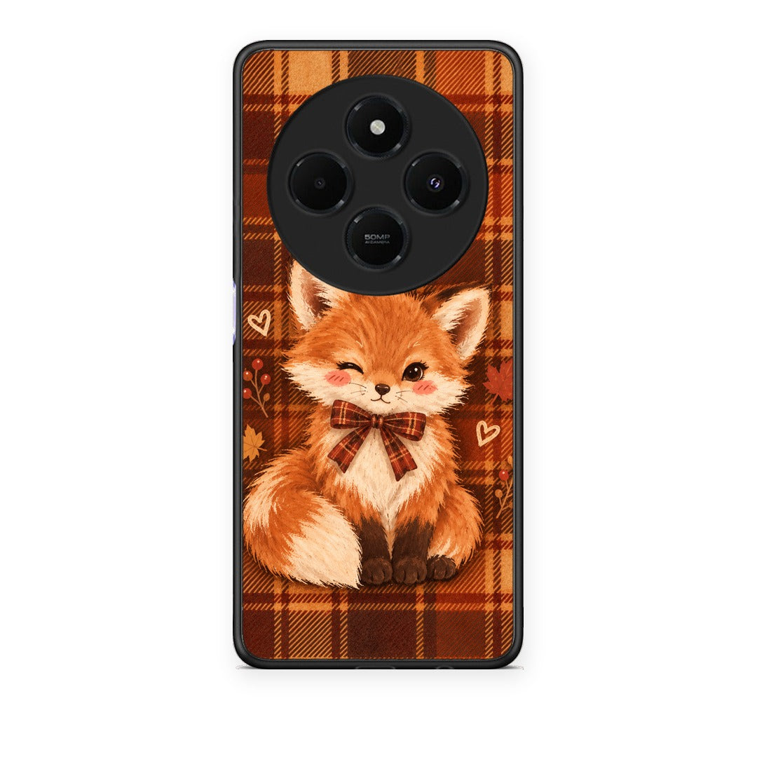 Θήκη Xiaomi Redmi 14C NFC / A3 Pro / Poco 75 4G / 5G Fox on Autumn Tartan από τη Smartfits με σχέδιο στο πίσω μέρος και μαύρο περίβλημα | Xiaomi Redmi 14C NFC / A3 Pro / Poco 75 4G / 5G Fox on Autumn Tartan case with colorful back and black bezels