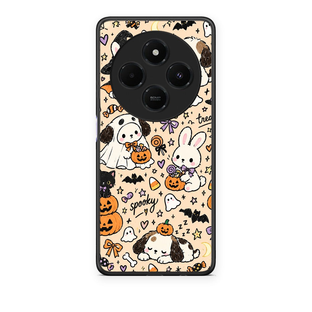 Θήκη Xiaomi Redmi 14C NFC / A3 Pro / Poco 75 4G / 5G Halloween Puppies and Friends on Cream από τη Smartfits με σχέδιο στο πίσω μέρος και μαύρο περίβλημα | Xiaomi Redmi 14C NFC / A3 Pro / Poco 75 4G / 5G Halloween Puppies and Friends on Cream case with colorful back and black bezels