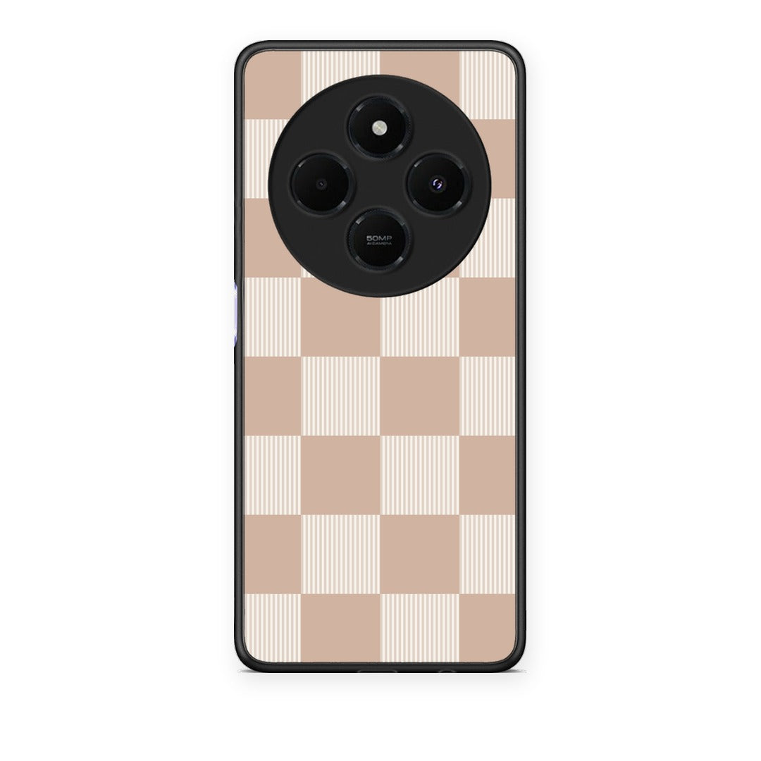 Θήκη Xiaomi Redmi 14C NFC / A3 Pro / Poco 75 4G / 5G Latte and Cream Striped Checks από τη Smartfits με σχέδιο στο πίσω μέρος και μαύρο περίβλημα | Xiaomi Redmi 14C NFC / A3 Pro / Poco 75 4G / 5G Latte and Cream Striped Checks case with colorful back and black bezels
