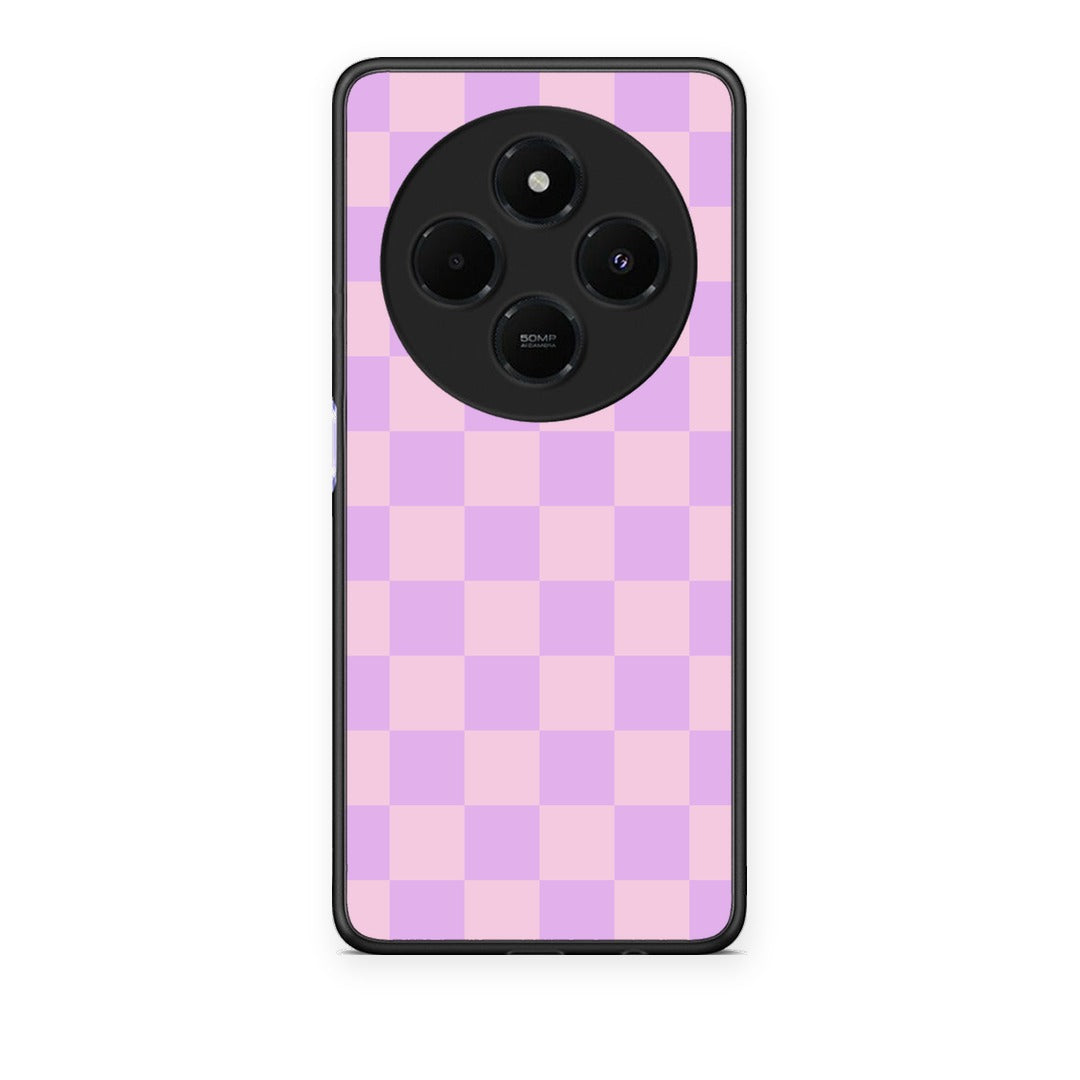 Θήκη Xiaomi Redmi 14C NFC / A3 Pro / Poco 75 4G / 5G Lavender and Pink Checkerboard από τη Smartfits με σχέδιο στο πίσω μέρος και μαύρο περίβλημα | Xiaomi Redmi 14C NFC / A3 Pro / Poco 75 4G / 5G Lavender and Pink Checkerboard case with colorful back and black bezels