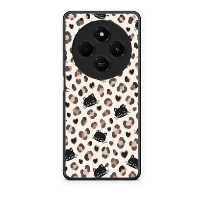 Θήκη Xiaomi Redmi 14C NFC / A3 Pro / Poco 75 4G / 5G Leopard Spots and Black Cats on Cream από τη Smartfits με σχέδιο στο πίσω μέρος και μαύρο περίβλημα | Xiaomi Redmi 14C NFC / A3 Pro / Poco 75 4G / 5G Leopard Spots and Black Cats on Cream case with colorful back and black bezels