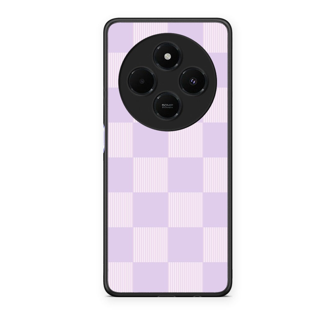 Θήκη Xiaomi Redmi 14C NFC / A3 Pro / Poco 75 4G / 5G Lilac and Cream Striped Checks από τη Smartfits με σχέδιο στο πίσω μέρος και μαύρο περίβλημα | Xiaomi Redmi 14C NFC / A3 Pro / Poco 75 4G / 5G Lilac and Cream Striped Checks case with colorful back and black bezels