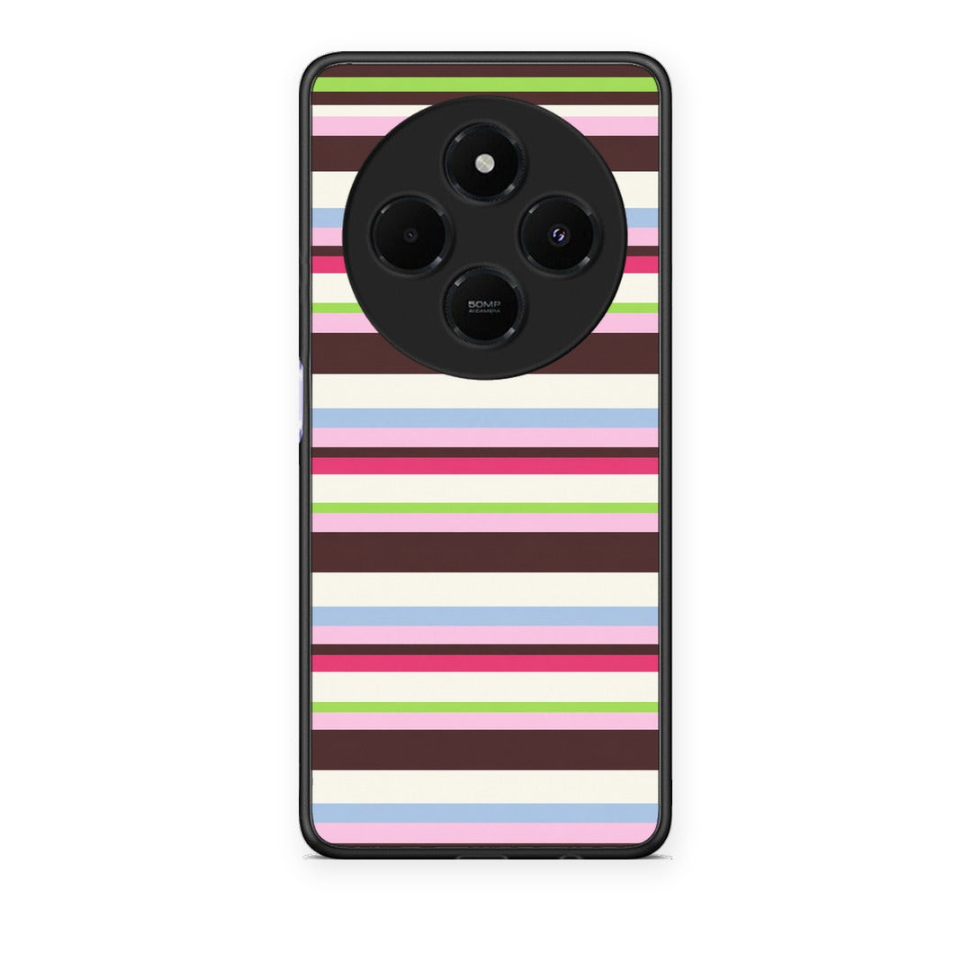 Θήκη Xiaomi Redmi 14C NFC / A3 Pro / Poco 75 4G / 5G Multicolour Horizontal Stripes από τη Smartfits με σχέδιο στο πίσω μέρος και μαύρο περίβλημα | Xiaomi Redmi 14C NFC / A3 Pro / Poco 75 4G / 5G Multicolour Horizontal Stripes case with colorful back and black bezels