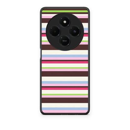 Θήκη Xiaomi Redmi 14C NFC / A3 Pro / Poco 75 4G / 5G Multicolour Horizontal Stripes από τη Smartfits με σχέδιο στο πίσω μέρος και μαύρο περίβλημα | Xiaomi Redmi 14C NFC / A3 Pro / Poco 75 4G / 5G Multicolour Horizontal Stripes case with colorful back and black bezels