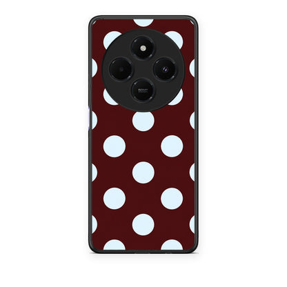Θήκη Xiaomi Redmi 14C NFC / A3 Pro / Poco 75 4G / 5G Pale Blue Large Polka Dots on Burgundy από τη Smartfits με σχέδιο στο πίσω μέρος και μαύρο περίβλημα | Xiaomi Redmi 14C NFC / A3 Pro / Poco 75 4G / 5G Pale Blue Large Polka Dots on Burgundy case with colorful back and black bezels
