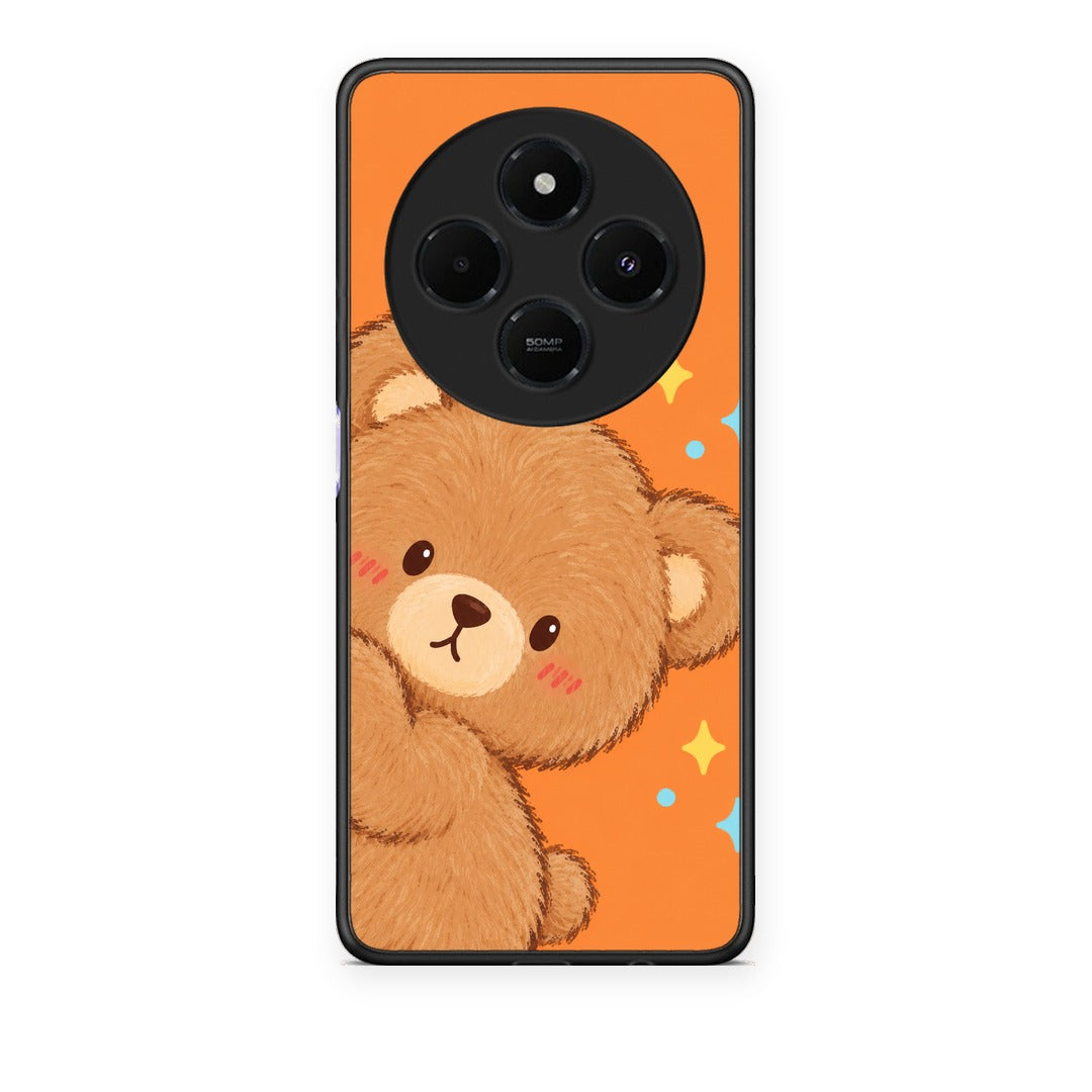 Θήκη Xiaomi Redmi 14C NFC / A3 Pro / Poco 75 4G / 5G Peekaboo Teddy on Orange από τη Smartfits με σχέδιο στο πίσω μέρος και μαύρο περίβλημα | Xiaomi Redmi 14C NFC / A3 Pro / Poco 75 4G / 5G Peekaboo Teddy on Orange case with colorful back and black bezels
