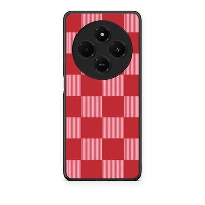 Θήκη Xiaomi Redmi 14C NFC / A3 Pro / Poco 75 4G / 5G Red and Pink Striped Checks από τη Smartfits με σχέδιο στο πίσω μέρος και μαύρο περίβλημα | Xiaomi Redmi 14C NFC / A3 Pro / Poco 75 4G / 5G Red and Pink Striped Checks case with colorful back and black bezels