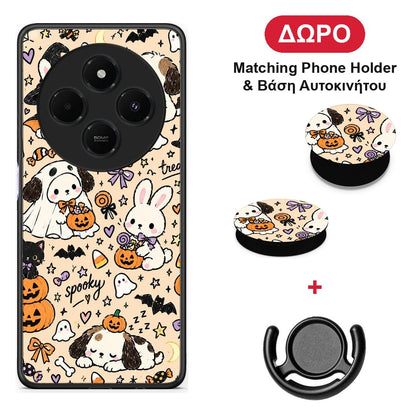 Halloween Puppies and Friends on Cream - Xiaomi Redmi 14C NFC / A3 Pro / Poco 75 4G / 5G θήκη + Δώρο Phone Holder & Βάση Αυτοκινήτου