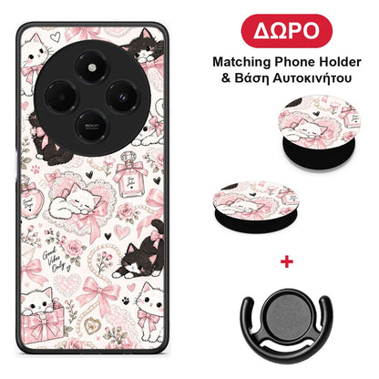 Pink Bows and Kittens Collage - Xiaomi Redmi 14C NFC / A3 Pro / Poco 75 4G / 5G θήκη + Δώρο Phone Holder & Βάση Αυτοκινήτου