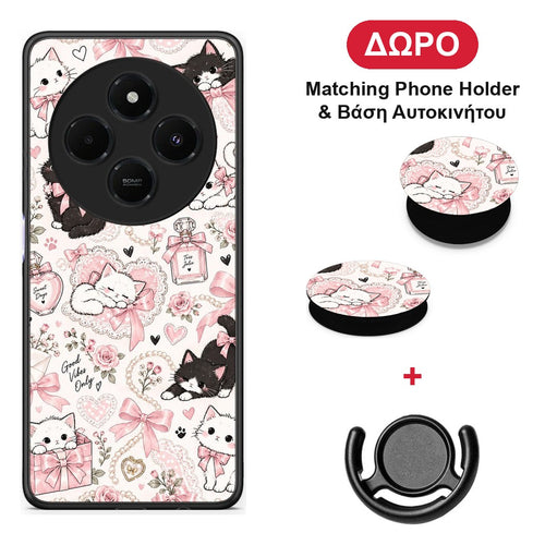 Pink Bows and Kittens Collage - Xiaomi Redmi 14C NFC / A3 Pro / Poco 75 4G / 5G θήκη + Δώρο Phone Holder & Βάση Αυτοκινήτου