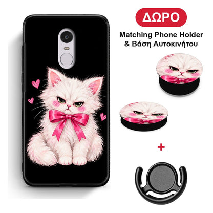 Grumpy Party Kitten on Black - Xiaomi Redmi 5 θήκη + Δώρο Phone Holder & Βάση Αυτοκινήτου
