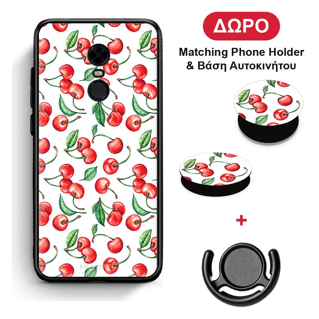 Cherry Summer - Xiaomi Redmi 5 Plus θήκη + Δώρο Phone Holder & Βάση Αυτοκινήτου