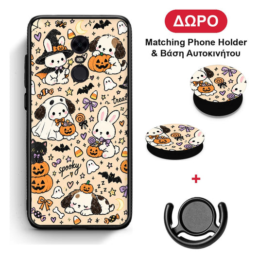 Halloween Puppies and Friends on Cream - Xiaomi Redmi 5 Plus θήκη + Δώρο Phone Holder & Βάση Αυτοκινήτου