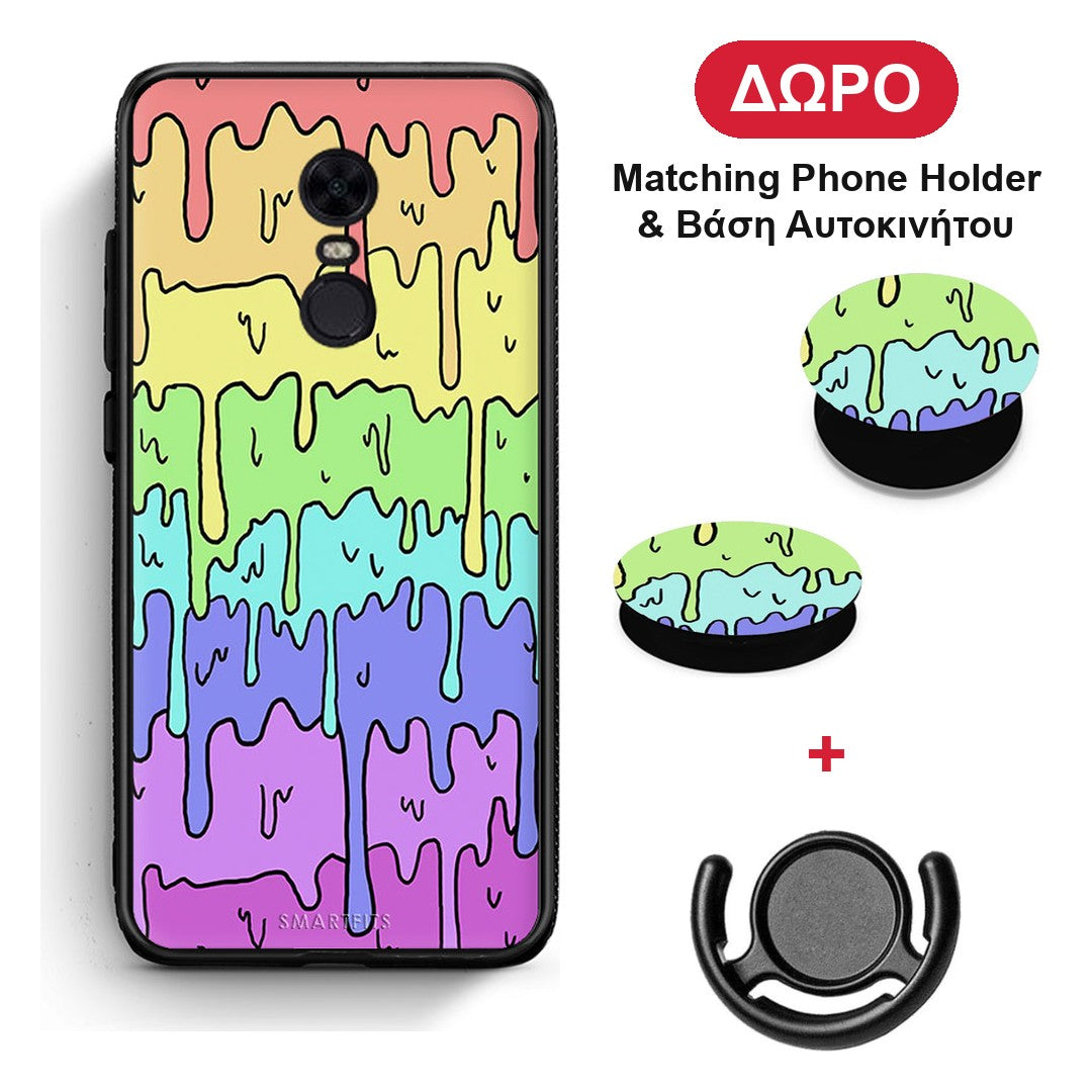Melting Rainbow - Xiaomi Redmi 5 Plus θήκη + Δώρο Phone Holder & Βάση Αυτοκινήτου